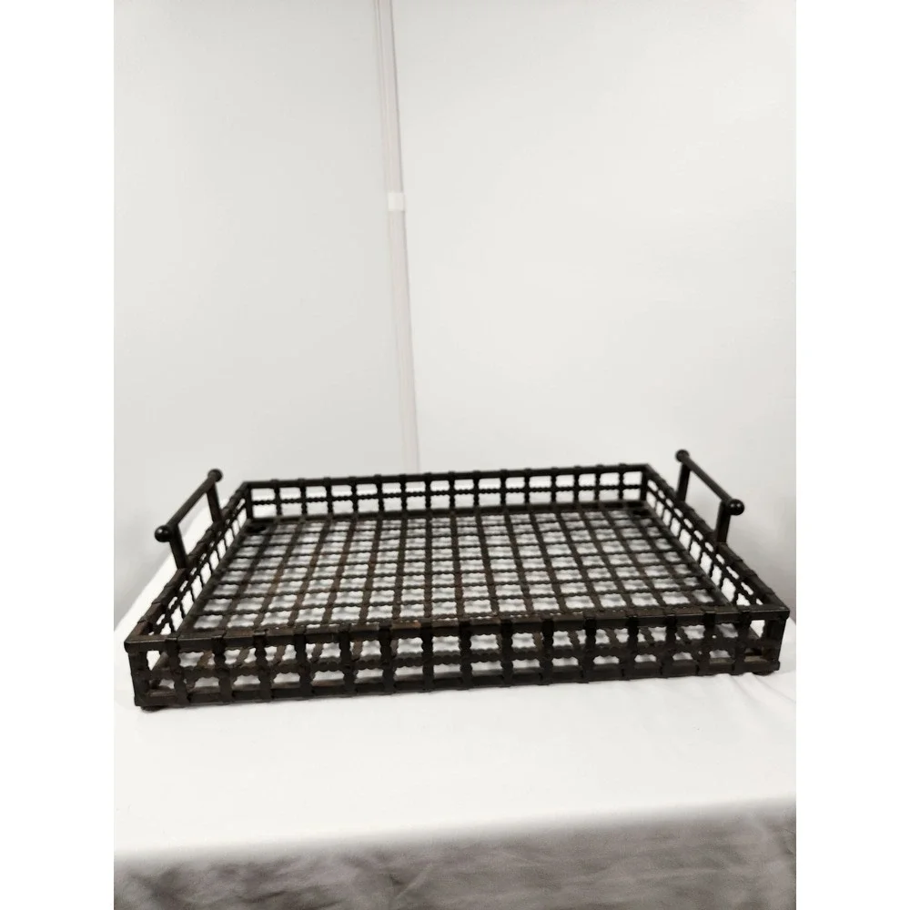 Handcrafted Industrial Bronzed Iron Riveted Castlecore Tray w/Handles 22